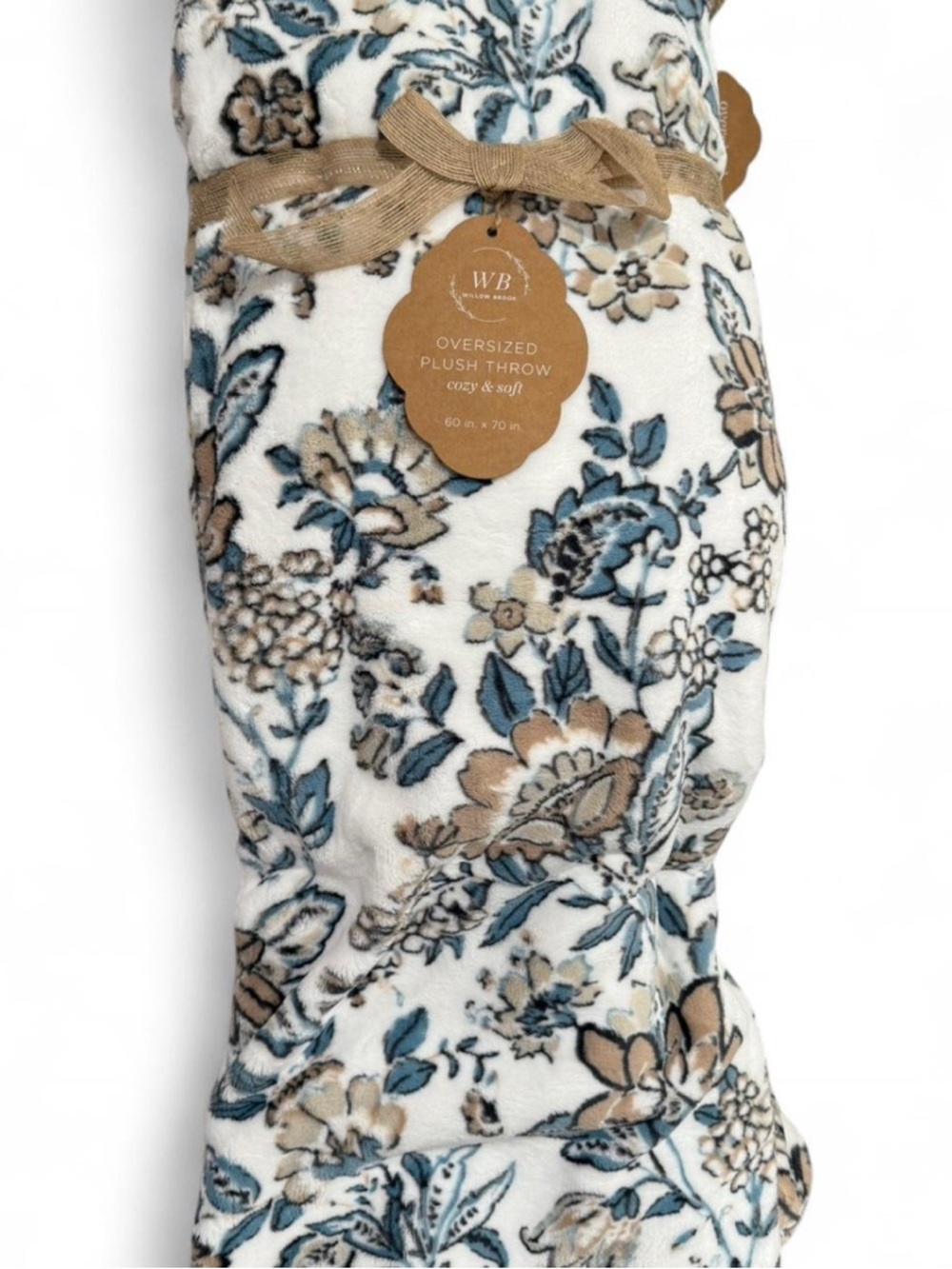Oversized Plush Throw Blanket - Cream Floral